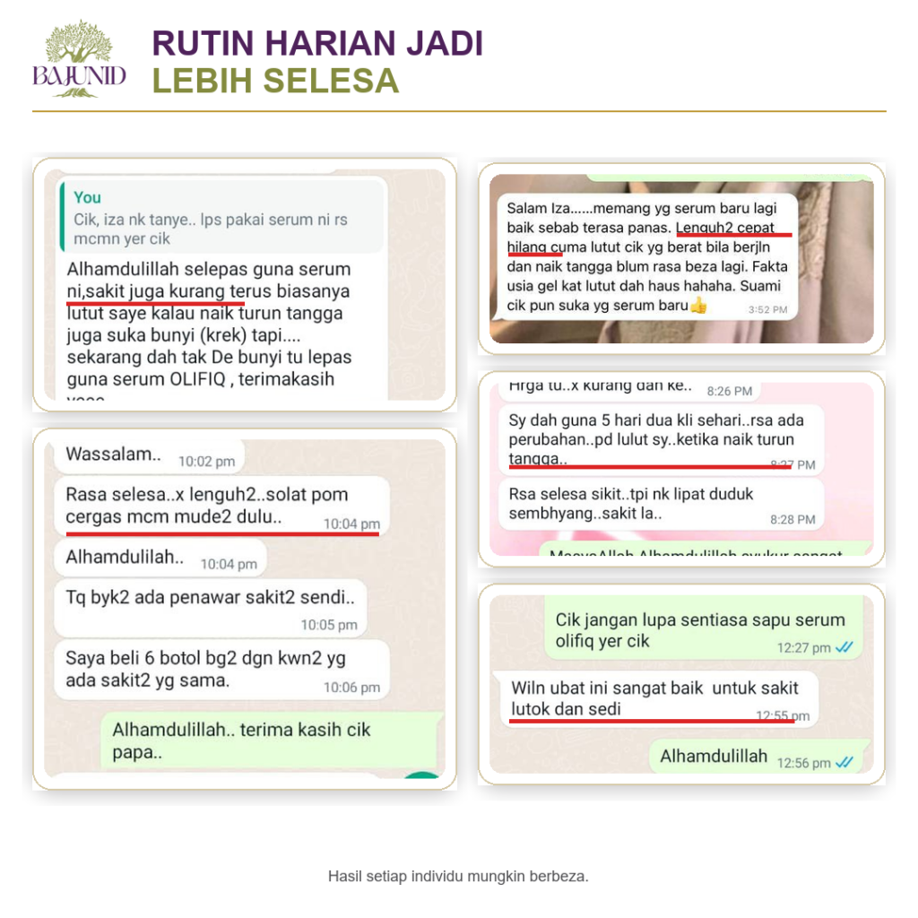 Testimoni pelanggan Olifig rutin harian lebih selesa